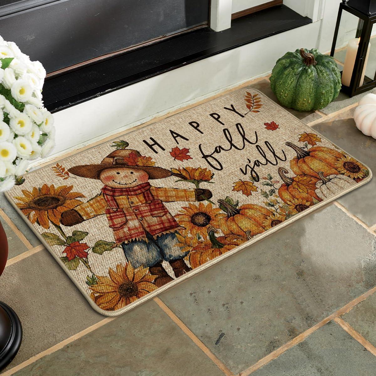 Vogelverschrikker Zonnebloem Vrolijke Herfst Deurmat Halloween Herfst Huisdecoratie Entree Deurmat Hal Tapijt 40X60CM(1.3X2FT