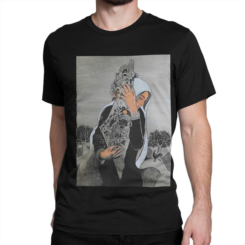 Palestined Woman Keffiye T Shirt Beach Fashion T Shirts Men Pure Cotton O Neck Oversize Tees Short Sleeve Y2K Basic Tshirt