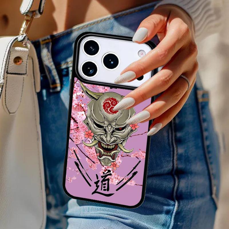 Japanese Oni Hannya Samurai Demon Mask Phone Case For iPhone 17 Air 14 15 13 12 Max Cover For Apple 14 15 16 16e 11 Pro Max Plus