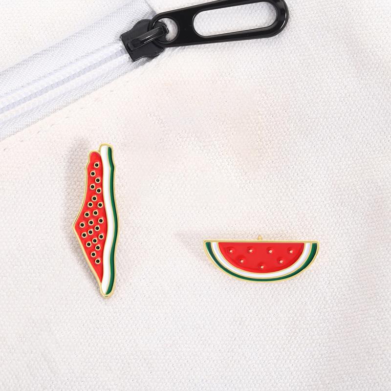 Watermelon Enamel Pins World Peace and Love Brooches Lapel Badges Clothes Cartoon Fruit Jewelry Gift for Friends