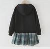 Girls' Mid-Length Pleated Plaid Sweatshirt Dress for Spring & Autumn 2024