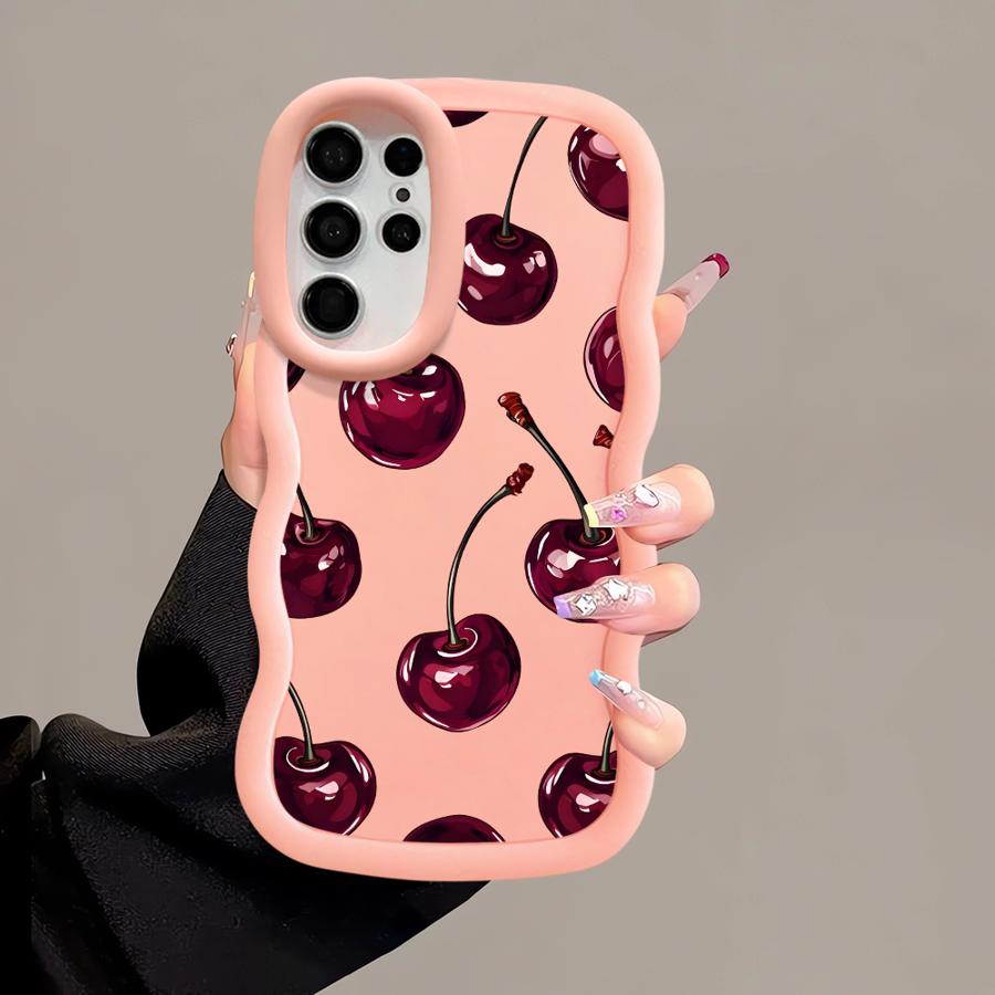 Hülle für Samsung Galaxy S20 FE S22 Ultra A26 S24 S23 Plus S21 A25 S25 Weiche Handyhülle A54 A35 A55 A36 A24 A34 Cartoon Kirsche