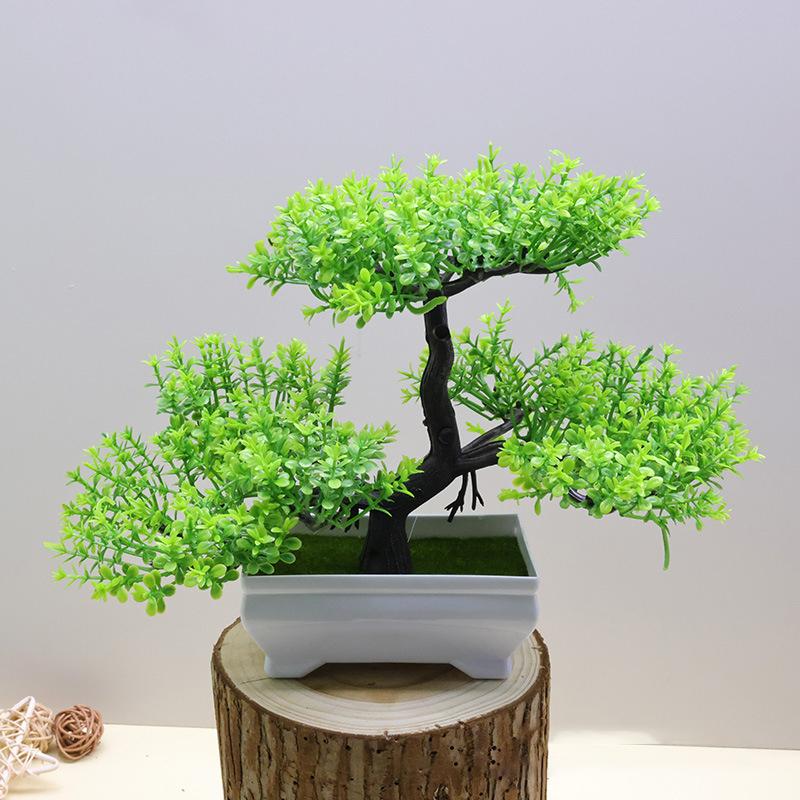 Décoration Créative Plante de Simulation Bonsaï Trois Fourches Petit Pin Décoration de Maison Fleurs Pin Nuage en Pot Décoration de Table