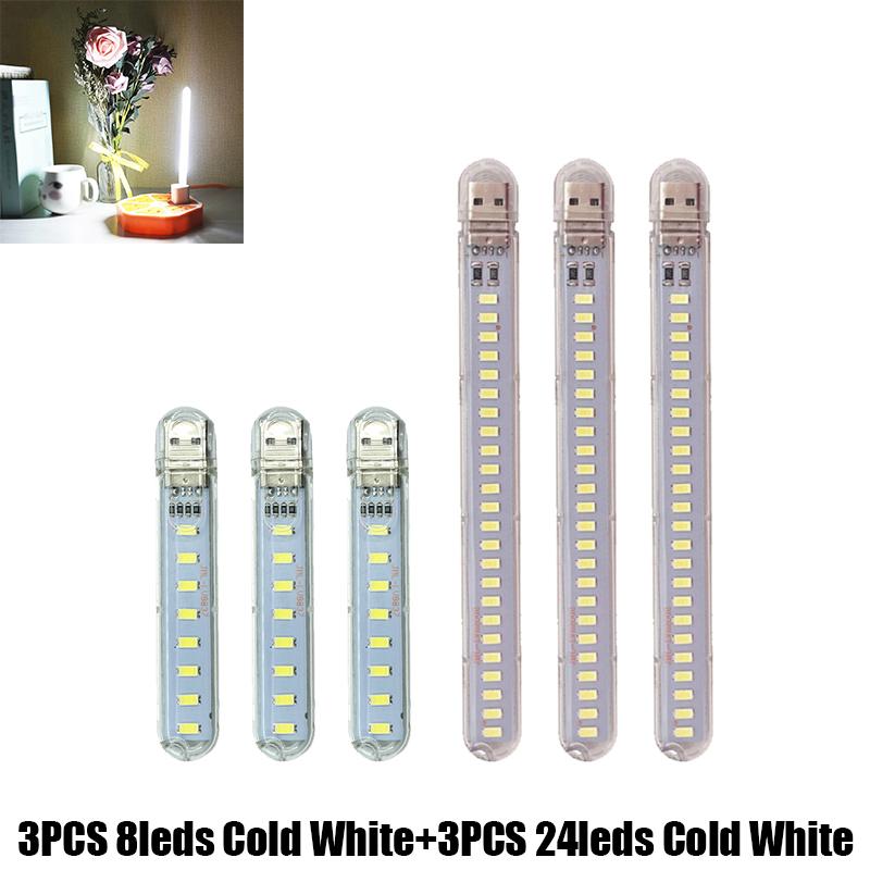 2/6/10PCS USB Plug Lamp 8leds 24leds Reading Book Light 5V Ultra Bright LED Night Light Portable Lighting For Power Bank Laptop
