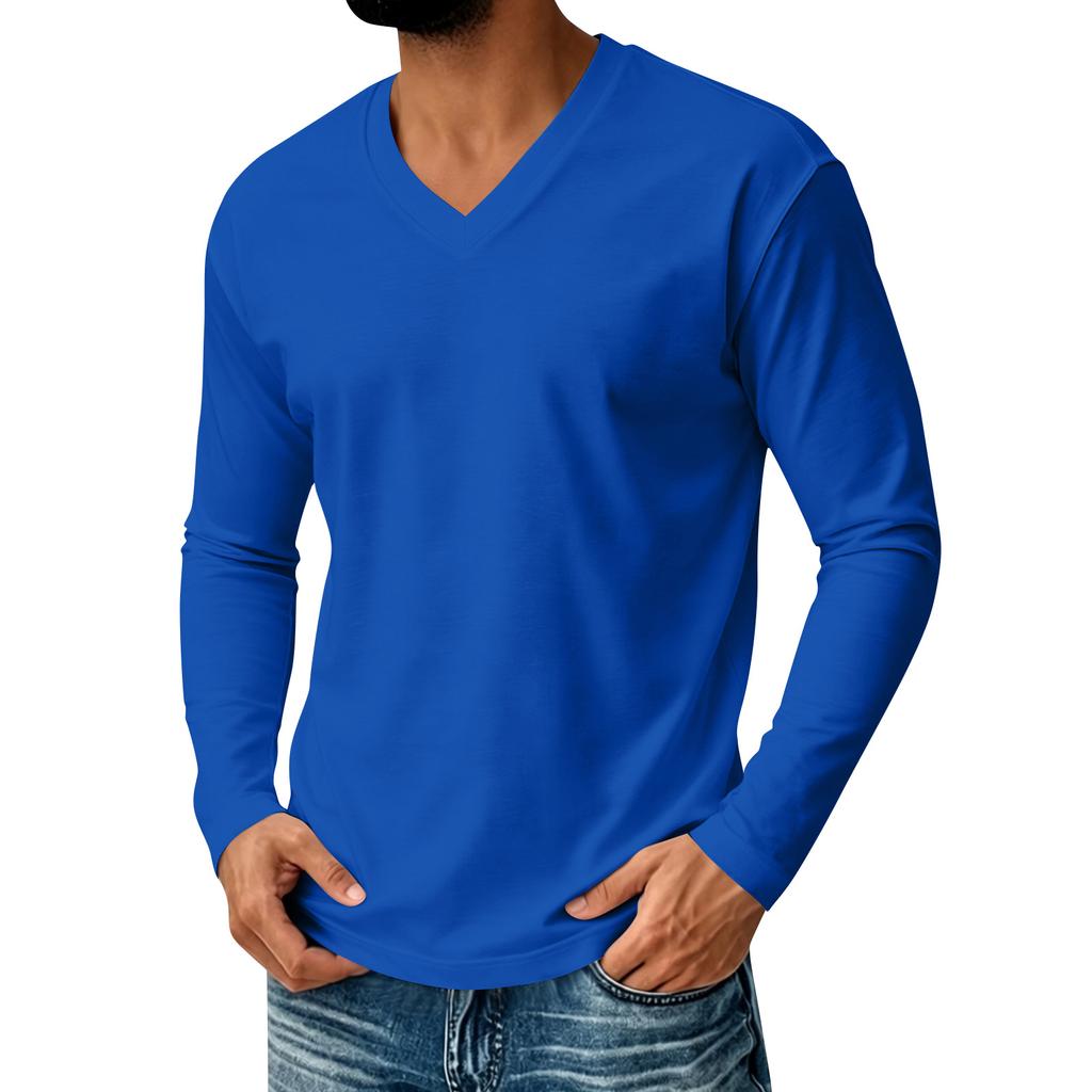 Men's V-Neck Long Sleeve Casual Shirt for Everyday Comfort
