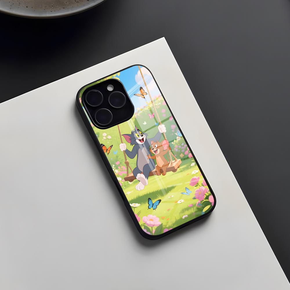 T-Tom And J-JerryES Phone Case For IPhone 17 Pro Max 16 15 14 Pro Max 13 11 X Xs Xr 8 7Plus Glass Cover