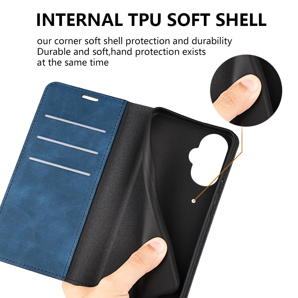 For OnePlus Nord CE 3 Lite 5G/Nord N30 5G Magnetic Auto Closing Skin-touch Feeling Stand Wallet Leather Phone Case