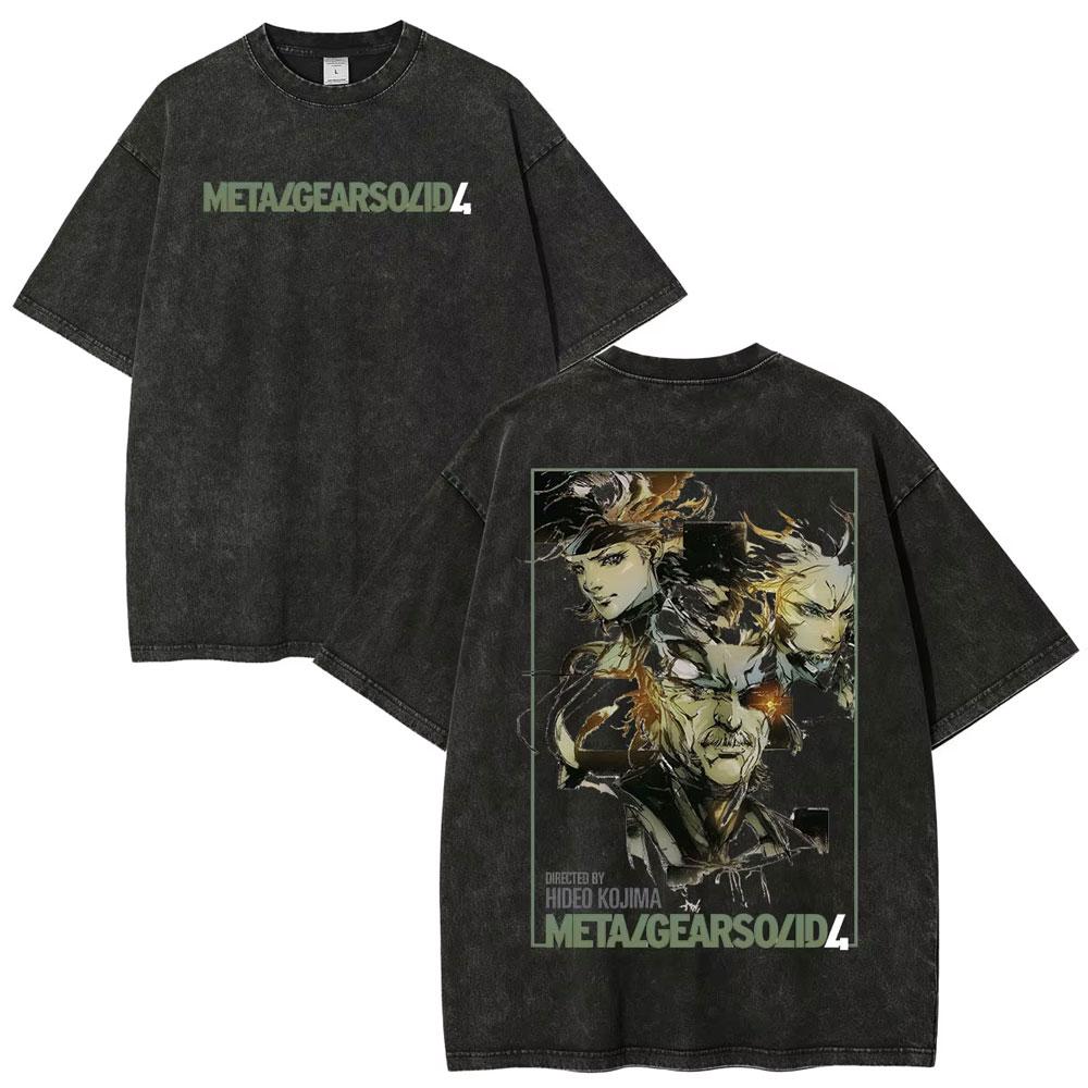 Hot Game Metal Gear Solid 3 Snake Eater Vintage Washed T Shirt Unisexs Loose Player Fans Fashion Short Sleeve Tshirts Streetwear