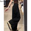 Women's American Retro High-Waisted Wide-Leg Cargo Pants