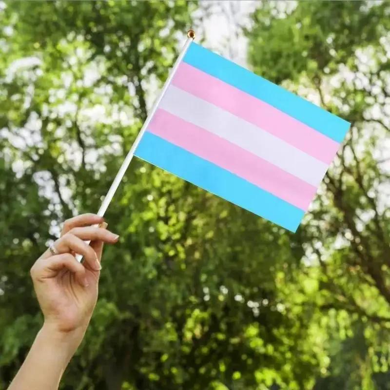 Duhová vlajka do ruky Lesba Gay Bisexuál Transgender LGBT Pride Vlajka 14x21cm Měsíc hrdosti