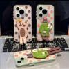 Couple Catching Fish Cat Is Suitable for Apple Promax Creative Mobile Phone Case Large Wave Point Bracket Huawei P Xiaomi