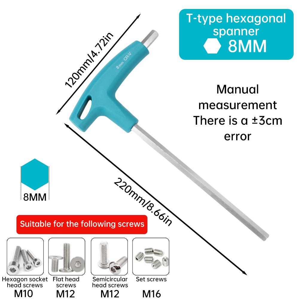 T-shaped Hex Wrench Double Headed Extended Rubber T-Handle Alle Screwdriver 2mm/2.5mm/3mm/4mm/5mm/6mm/8mm/10mm Bike Repair Tools