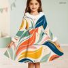 Girls Furry Trim High Neck Long Sleeve Printed Tie Waist A Line Flared Dress