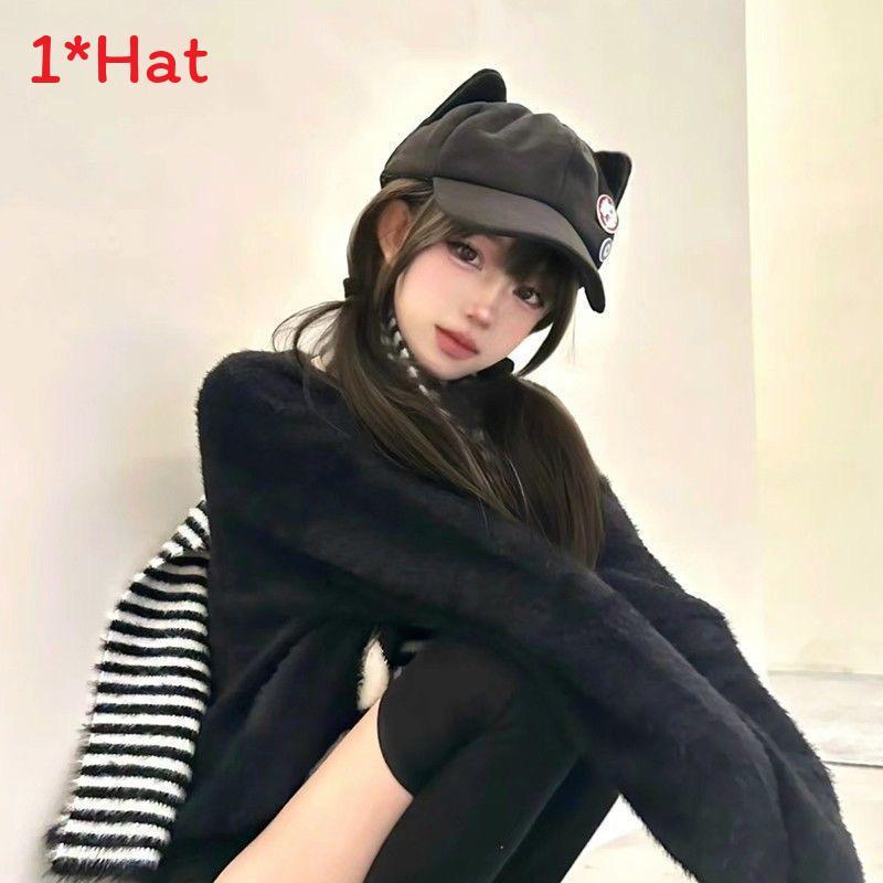 

Eva Cat Ears Hat With Sun Protection Breathable Summer Fashion For Anime Fans Black Red
