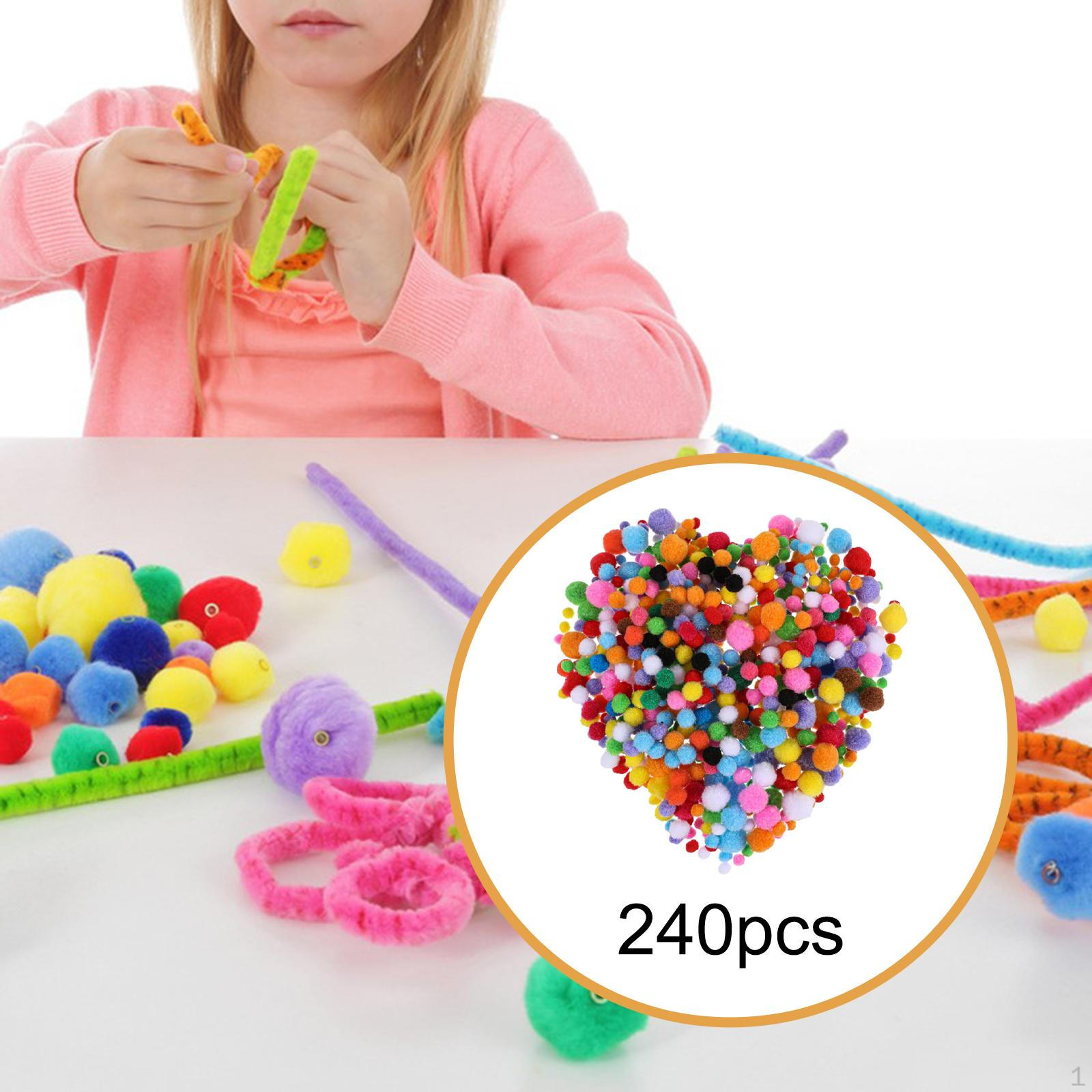 

240 Pieces Balls pompoms Soft DIY Creative Crafts Arts and Craft Making for School Activities, Home Style A