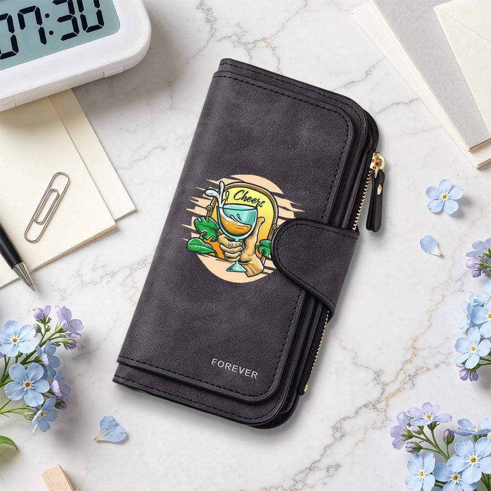 Casual Printed Long Wallet Multi Card Slots Fashion Portable Women PU Purse