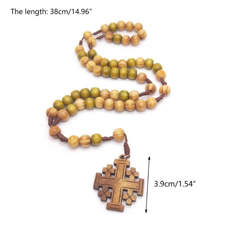 Korálkové růžencové náhrdelníky Katolický jeruzalémský kříž Přívěsek Náhrdelníky pro ženy Šperky Křesťanský náboženský dárek