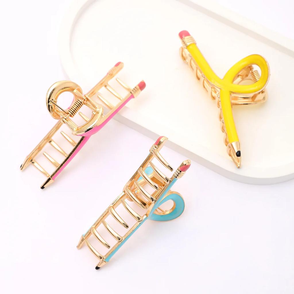 1pc High-end Pencil Shape Hair Claw Clips Women's Nonslip Simulation Hair Clip Back of The Head Shark Clip Large Hair Volume