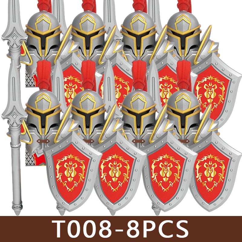 Medieval Castle Soldier Figures Building Blocks Military Dragon Knight Guard Armored Warrior Infantry Sword Spear Bricks Toy Boy