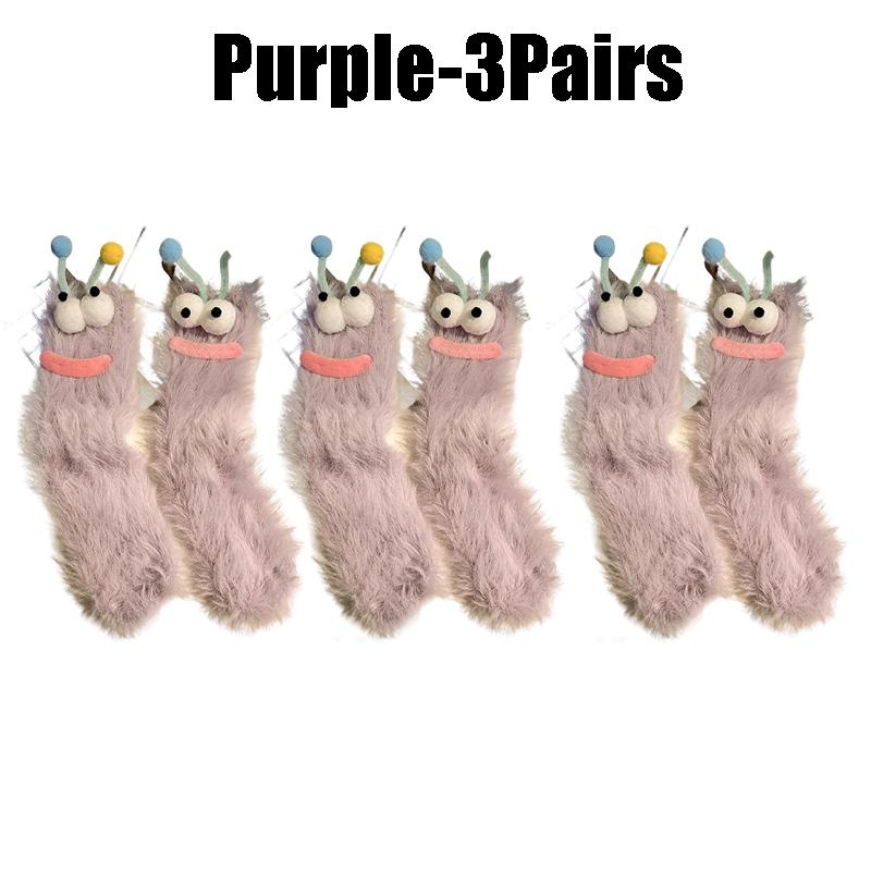 Cute Funny Socks For Women Mid Crew Socks Winter Home Sleep Socks Cartoon Plush Cozy House Floor Socks For Couples Warm Gifts