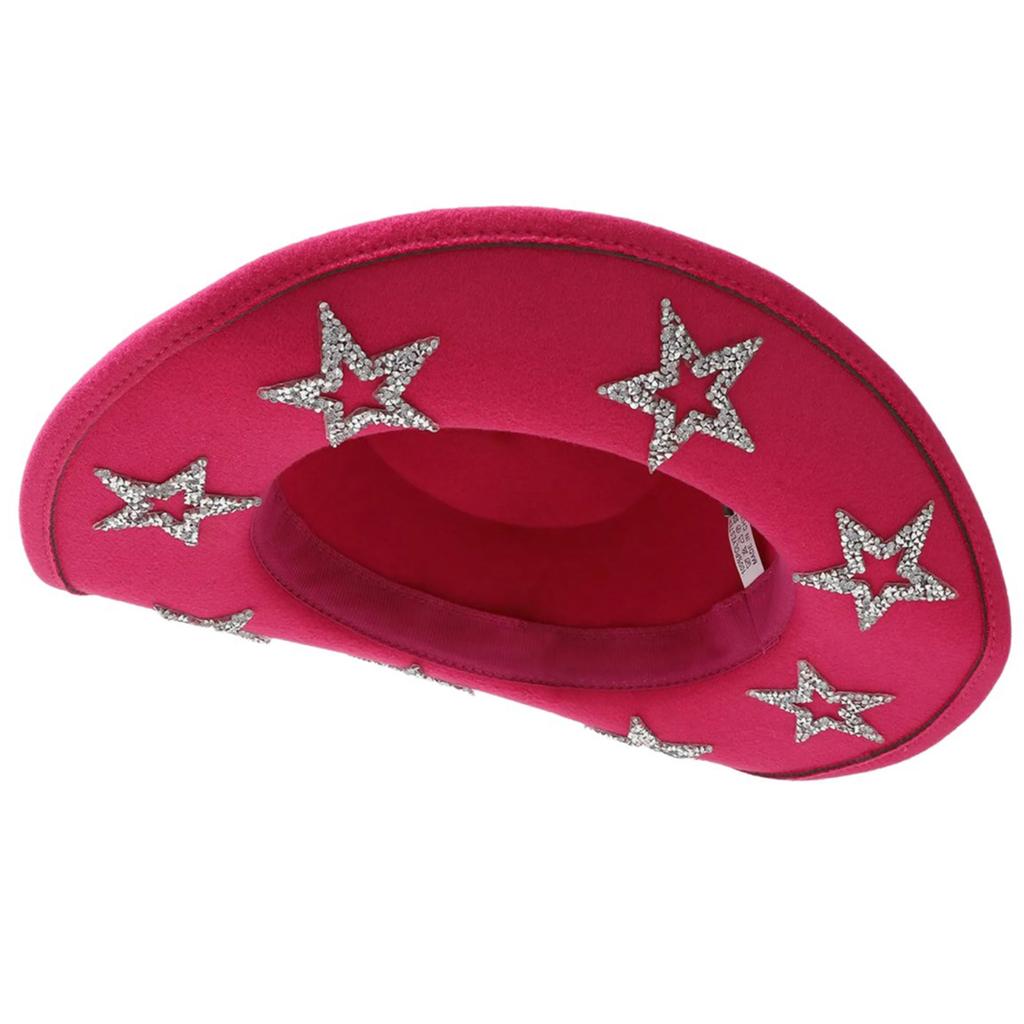 Sequined Star Cowgirl Hat for Women Cosplay Costume Cowboy Hat Bachelorettes Party Headwear Wedding Party Headpiece
