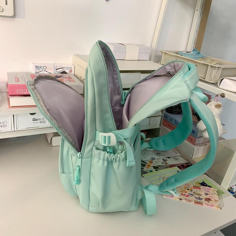 Solid Color Middle School Student Schoolbag Girls Cute Large Capacity Backpack Women Travel Backpack