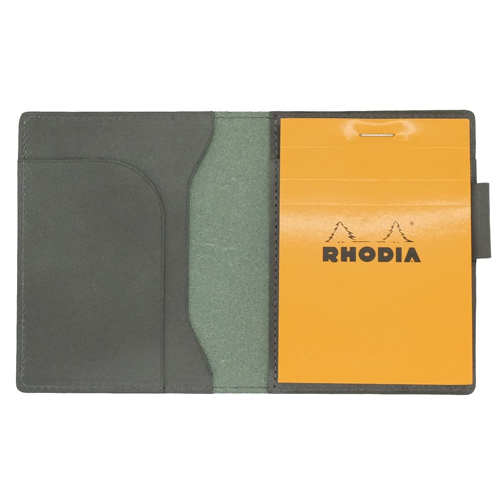 Rhodia No. 11 Horizontal Cover with Pen Holder, Genuine Leather (Made in Japan) with One RHODIA Notepad (Antique)