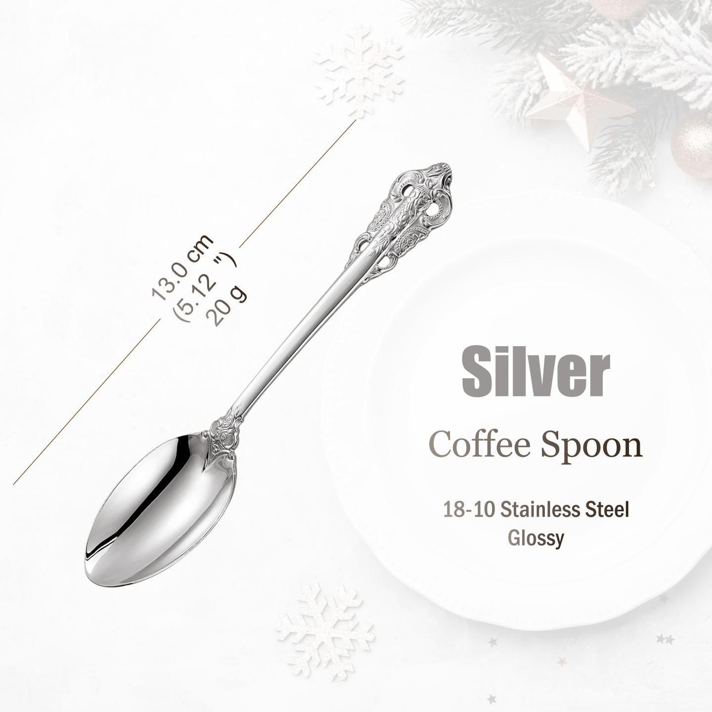 

Stainless Steel Silver Flatware Set, Vintage Cutlery, Hollow Handle, Silverware for Wedding, Baroque, 18/10, Glossy Gold