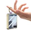Luxury Diamond Leather Ring Holder Case for Samsung Galaxy Z Flip 7 6 5 Screen Glass Plating Edge Cover for Galaxy Z Flip7 Case