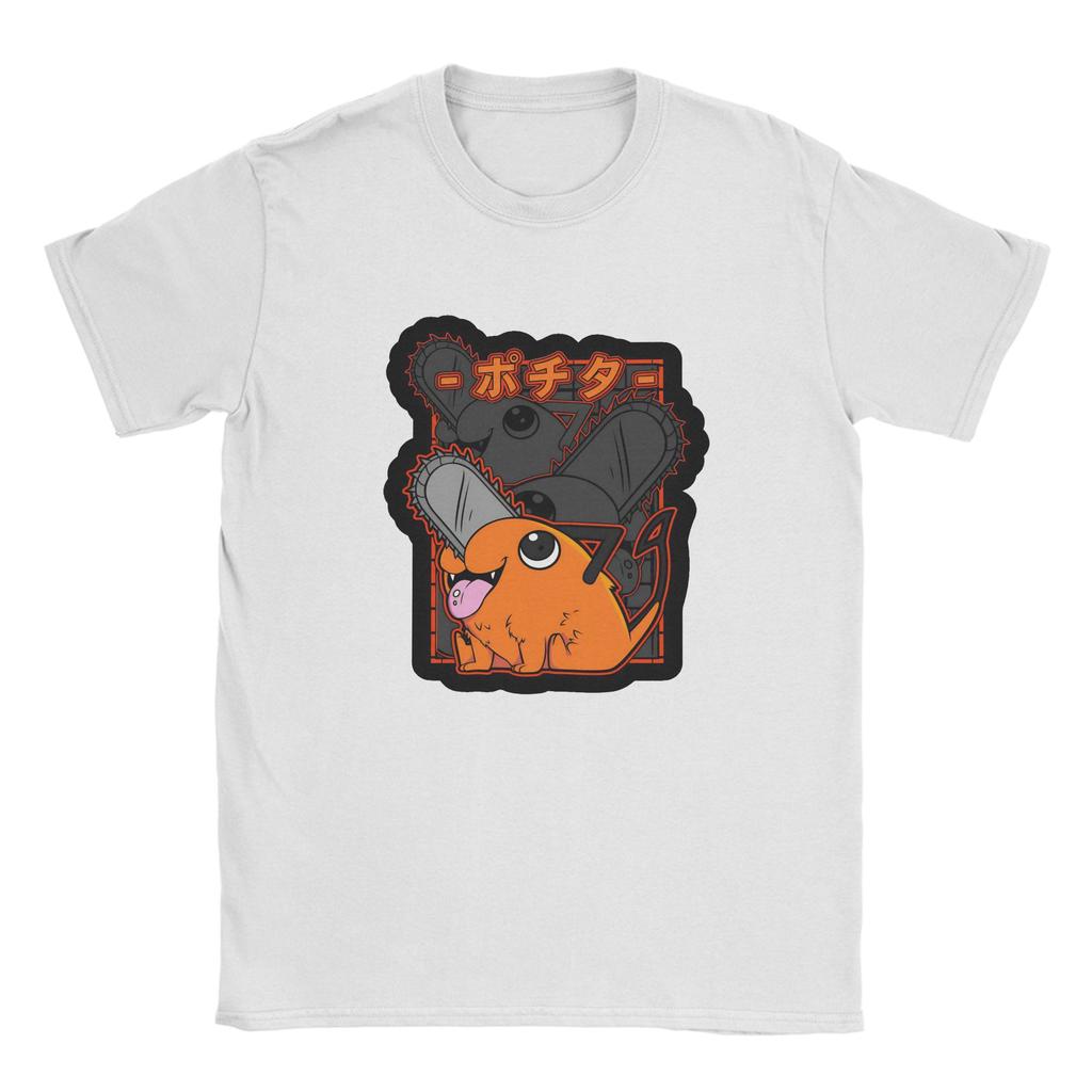 Kettensägenmann Pochita T-Shirt Harajuku T-Shirts Kurzarm Y2K Lustige Oberteile Sommer 100% Baumwolle Rundhals Oversize Kleidung