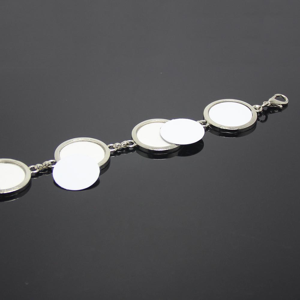 DIY Sublimation Ornament White Bracelet Pendant Jewelry Wedding Love Souvenir Gifts Round Metal Sublimation Blank Charm Bracelet