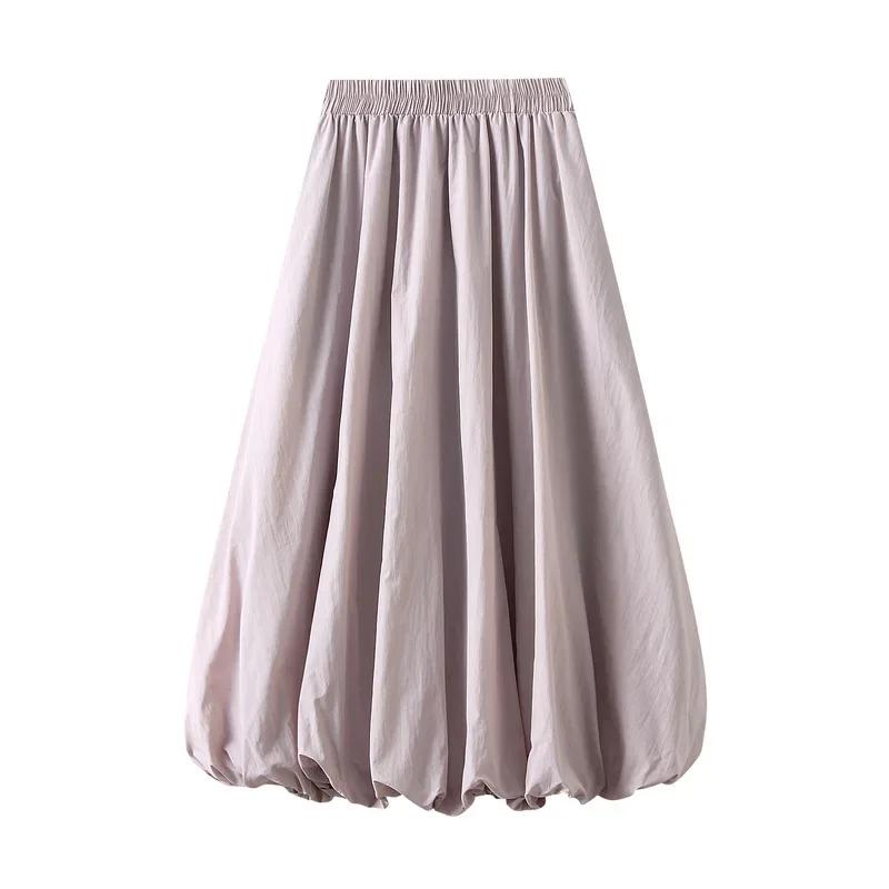 Women's Balloon Long Skirts Street Elastic Waist Flowy Loose Cargo Skirt Aesthetic Women Clothes