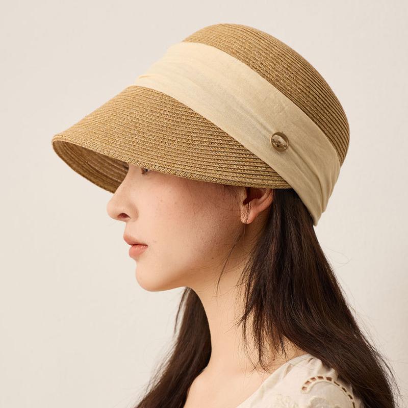 Spring Summer Straw Woven Breathable Sunscreen Fisherman Hat Outdoor Women's Cap