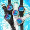Casio LCD/pointer dual display series, neon octagonal series, colorful laser mirror waterproof movement, quartz movement, resin strap, GA-2100SR-1APR