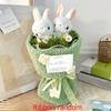 1PC Hand Bouquet Hand Knit Doll Eve Plush Creative Bouquet Rabbit Eating Grass