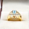 Aquamarine Oval Cut With 925 Sterling Silver Gold Plated Ring For Men's #A765 JL375659115888