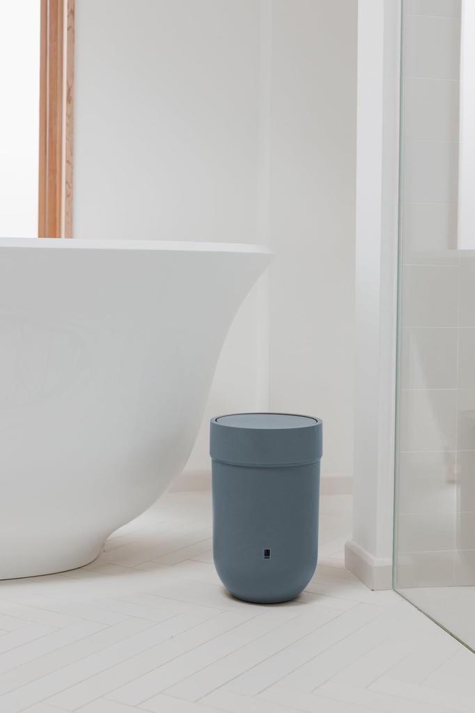 Umbra Trash Can Touchcan Slate Blue Swing with Lid Round Pail Trash Can Dust Box 6L [Official]