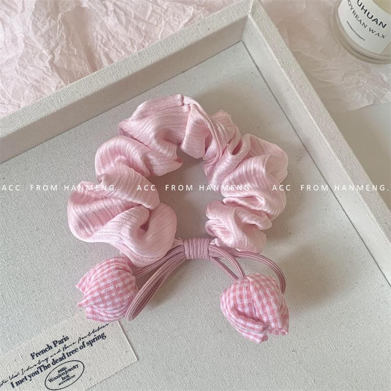 

Крем Инс Ветер Тюльпан Бант Сатиновая Повязка для Волос Милая Сладкая Резинка для Волос Хвост Аксессуары для Волос Женщина