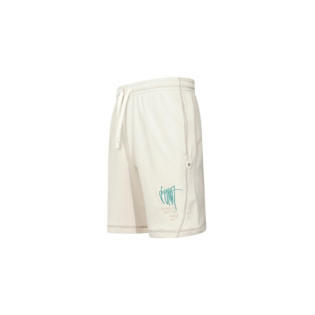 Puma Solid Color Lace-Up Mid-Rise Casual Shorts Unisex Shorts White 626094-87