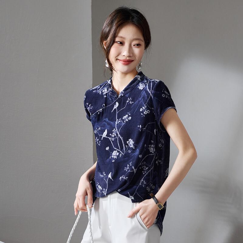 SOFSIL 2026 New Chinese Style Silk Printed Shirt M