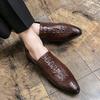 Crocodile Pattern Leather Dress Shoes for Men Classic Italian Casual Party Wedding Loafer Hombre Slip-on Suit Footwear