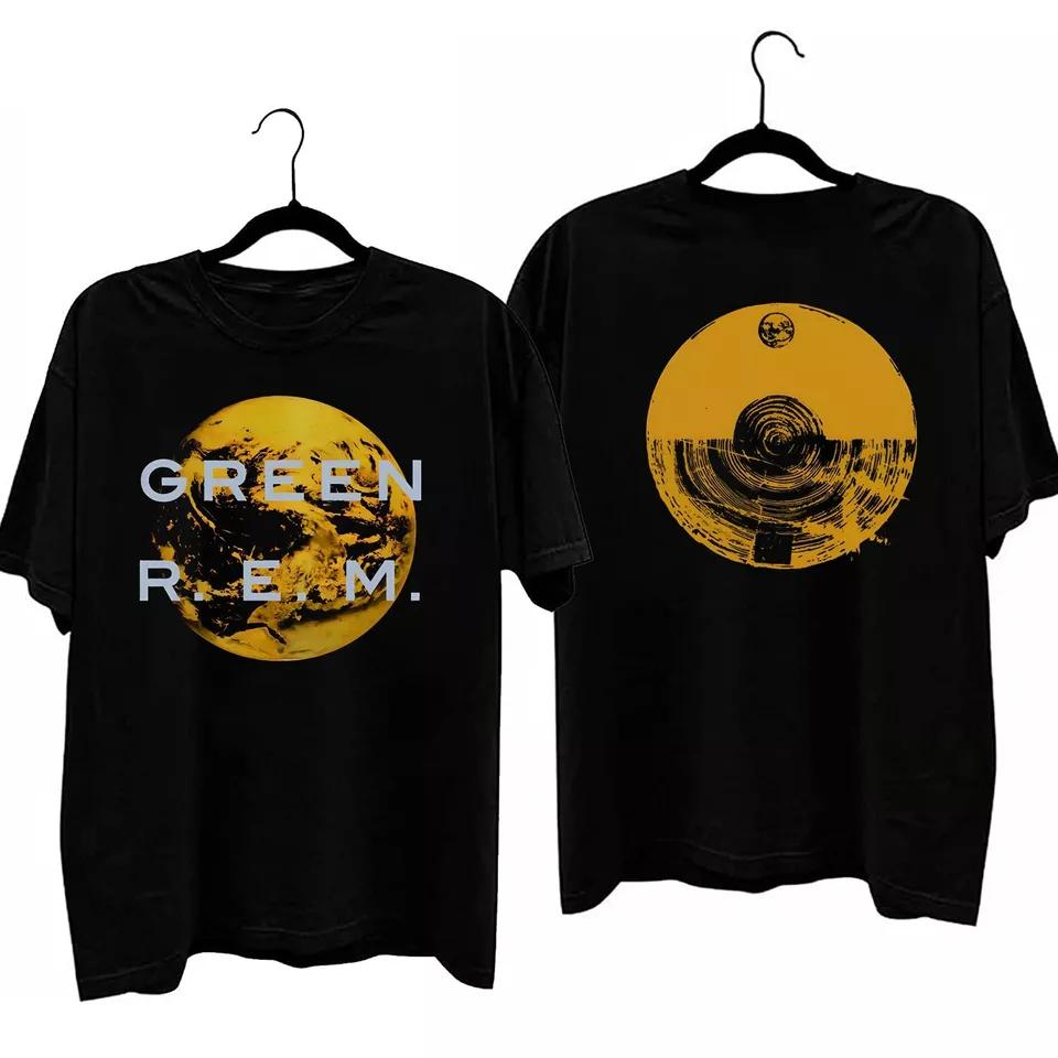 

100% cotton TOPS UNISEX TEES MENS WOMENS REM GREEN 1989 TOUR CONCERT ALTERNATIVE BAND T SHIRT S чёрный