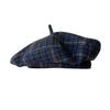 Women's Wool Blend Beret Hat Asian & British Style Vintage Check Pattern Versatile Painter Cap (UFO Hat Design)