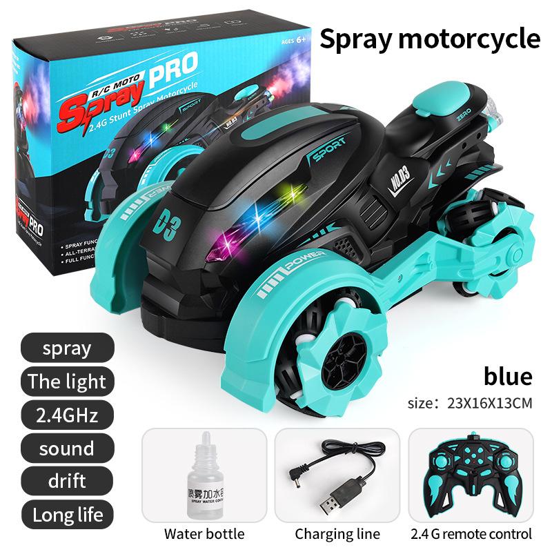 Children's Spray Stunt Motorcycle High-speed Drift Rotating Side Line USB Charging Off-road Remote Control Car