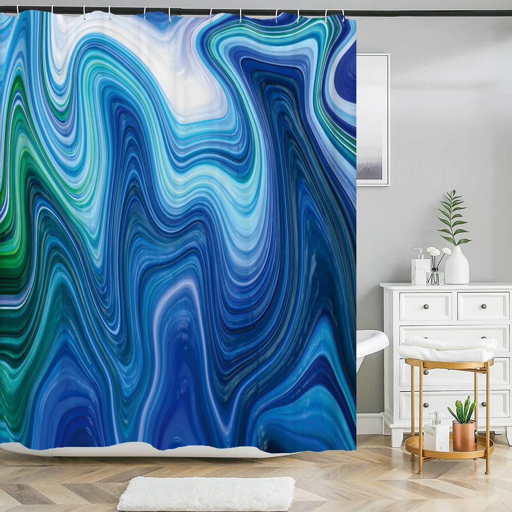Marble Pattern Shower Curtain Waterproof Fabric Abstraction Printing Creative Bathroom Curtain Home Decor Bath Screen with Hooks