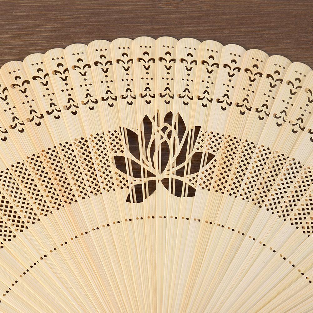 Folding Bamboo Hollow Hand Tassels Fan Summer Hot Day Cooling Tool DecorationWhite