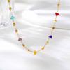 Exotic Irregular Colorful Stone Necklace for Women, Stainless Steel Gold Plated Boho Chain Choker, Aesthetic Jewelry Gift