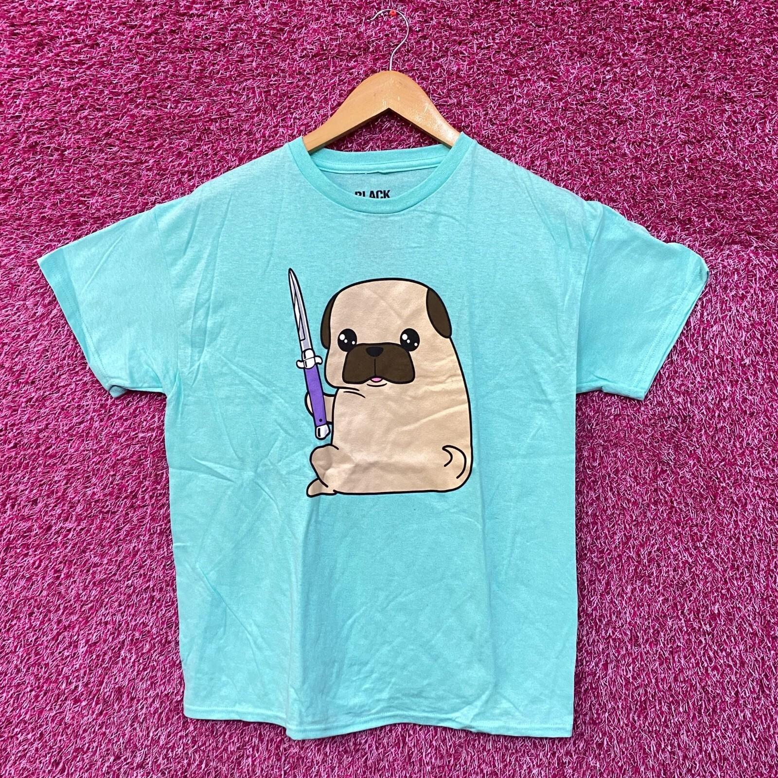 

Doug The Thug Pug Butterfly Knife Kawaii Pop Art Tee M S