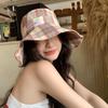 Plaid Fisherman Hat Children's Summer New Fashion Travel Vacation Basin Hat Big Brim Sunscreen Hat