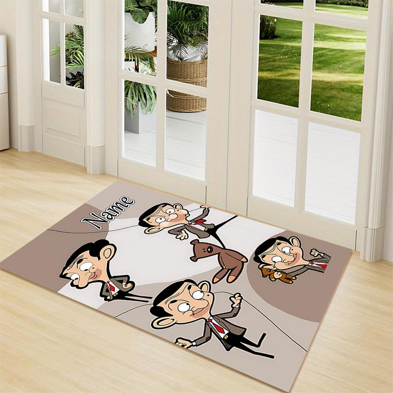 Custom Name Mr. Bean's Adventure Carpet Rug Customizable Soft Washable Anti-Slip Home Living Room Sofa Mats Personalized Rug. 0909292